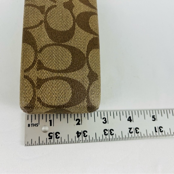 Coach Signature C hard shell sunglasses case faux leather pvc tan brown interior main image 14